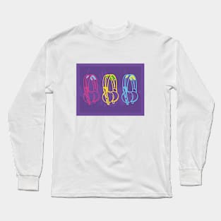 Multicoloured DJ Headphone Design Long Sleeve T-Shirt